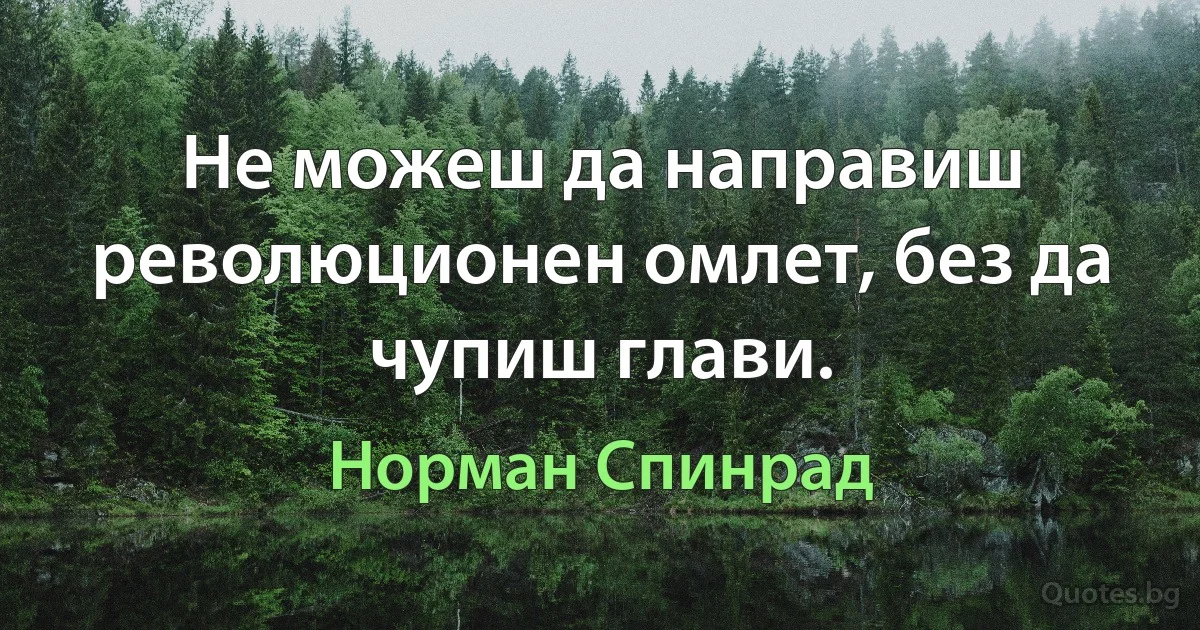 Не можеш да направиш революционен омлет, без да чупиш глави. (Норман Спинрад)