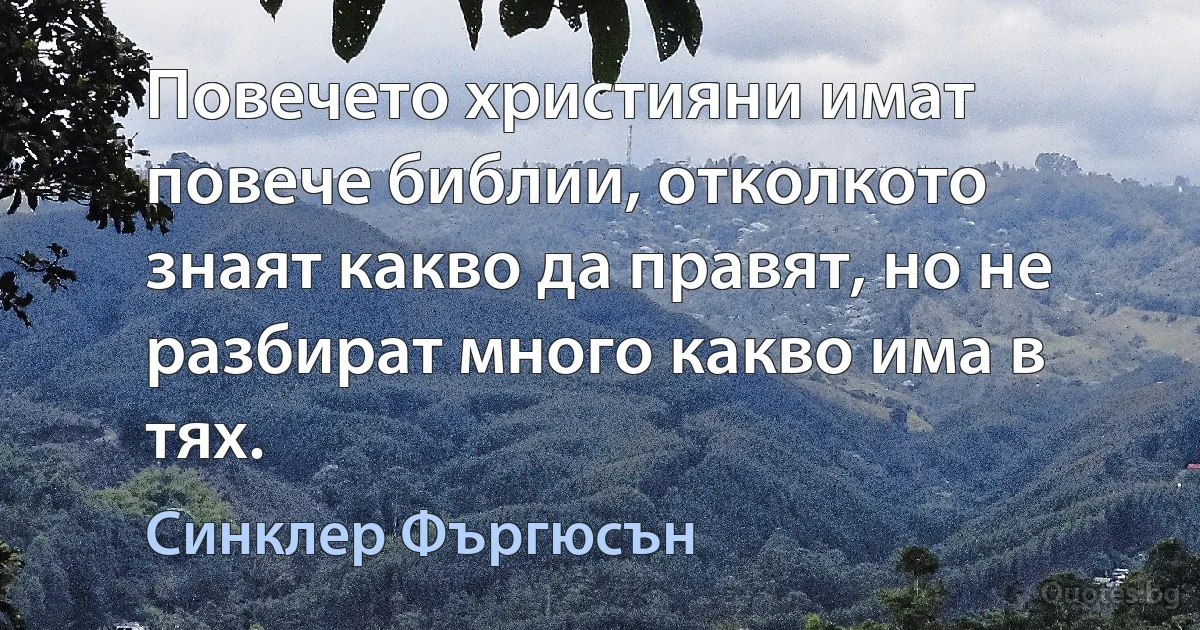 Повечето християни имат повече библии, отколкото знаят какво да правят, но не разбират много какво има в тях. (Синклер Фъргюсън)