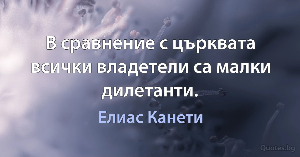 В сравнение с църквата всички владетели са малки дилетанти. (Елиас Канети)