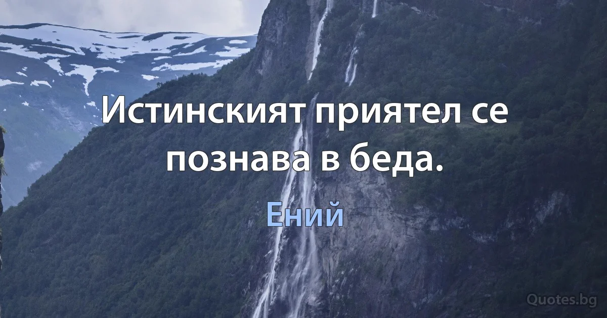 Истинският приятел се познава в беда. (Ений)