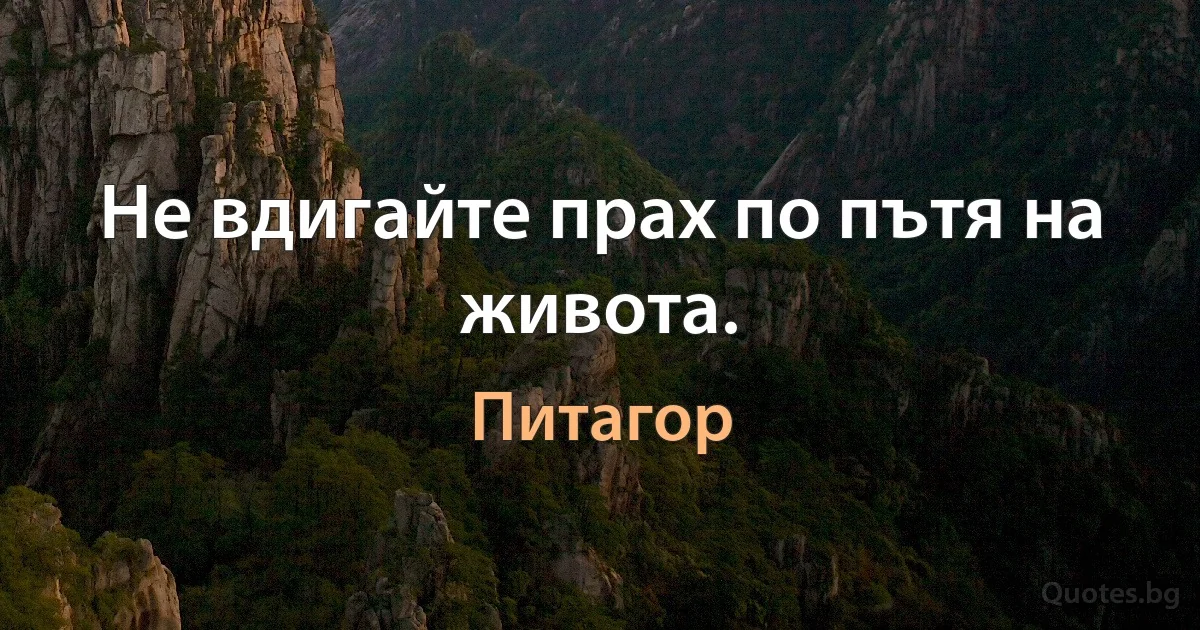 Не вдигайте прах по пътя на живота. (Питагор)