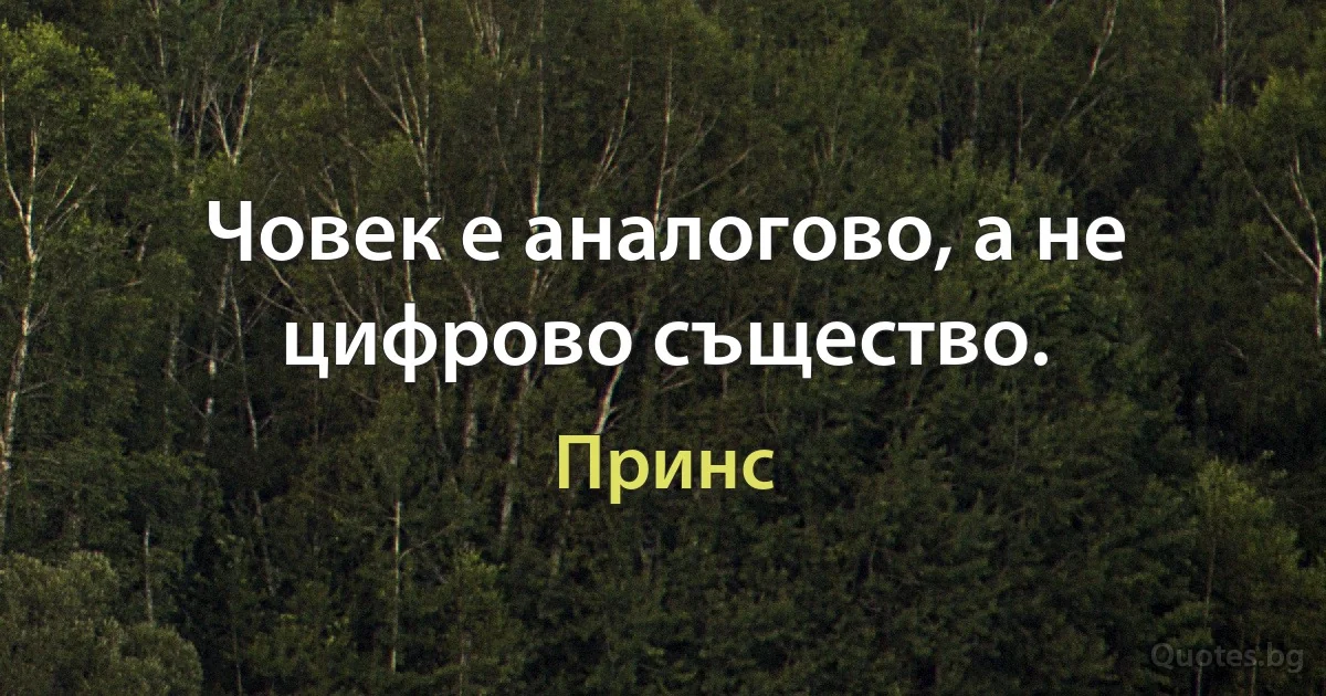 Човек е аналогово, а не цифрово същество. (Принс)