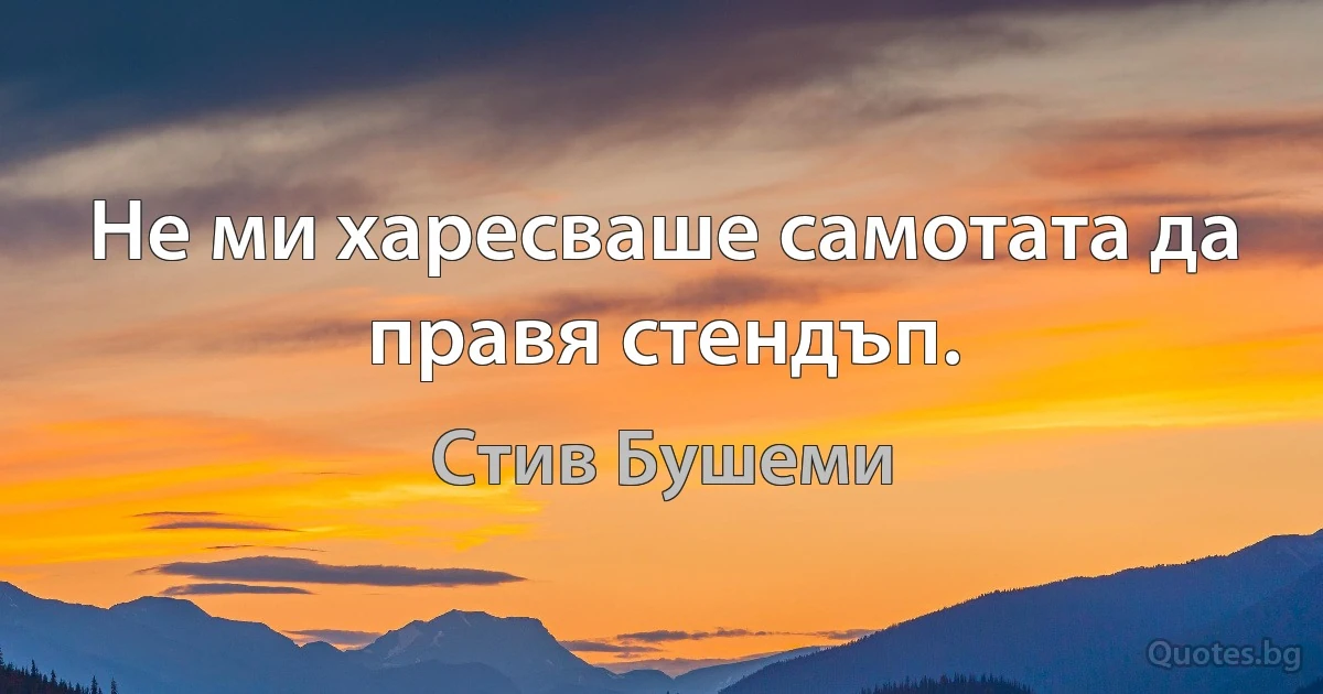 Не ми харесваше самотата да правя стендъп. (Стив Бушеми)