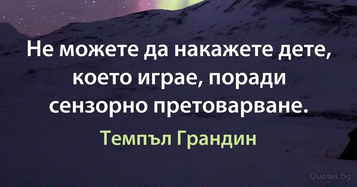 Не можете да накажете дете, което играе, поради сензорно претоварване. (Темпъл Грандин)