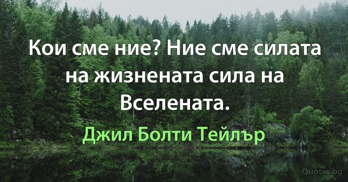 Кои сме ние? Ние сме силата на жизнената сила на Вселената. (Джил Болти Тейлър)