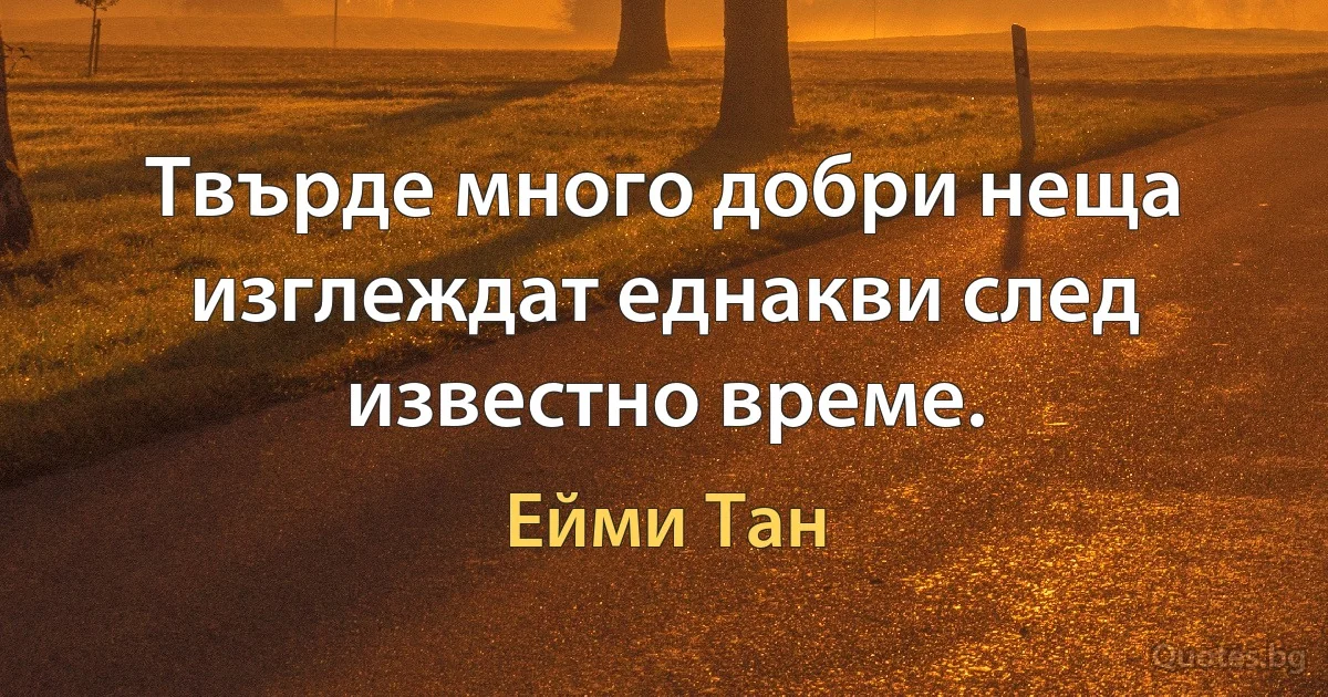 Твърде много добри неща изглеждат еднакви след известно време. (Ейми Тан)