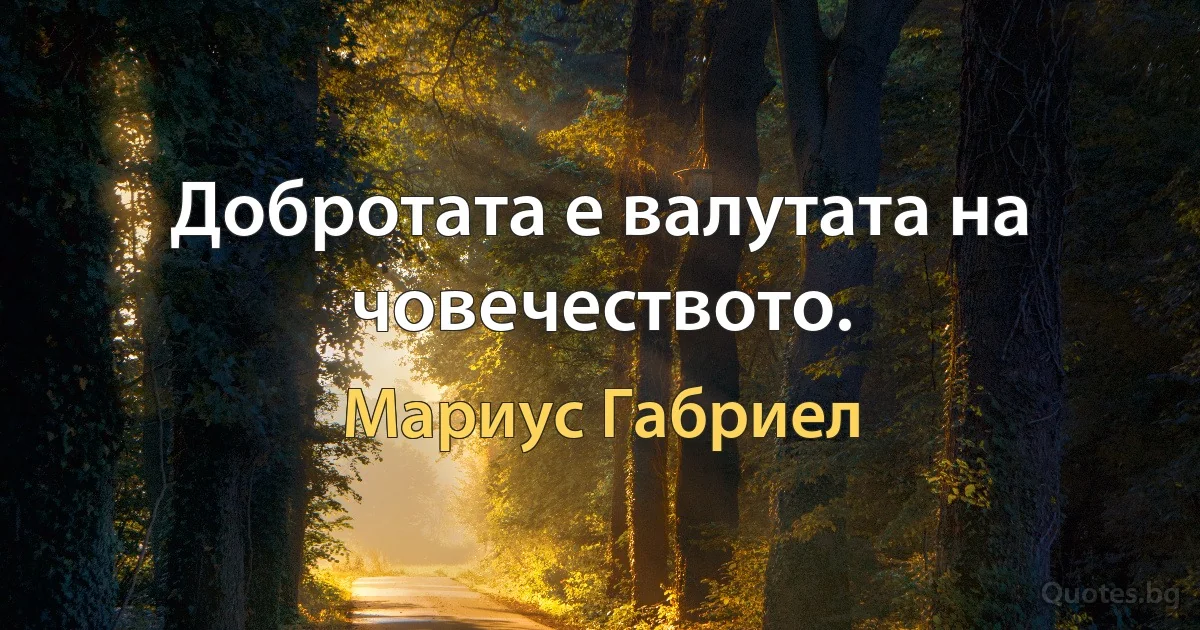 Добротата е валутата на човечеството. (Мариус Габриел)