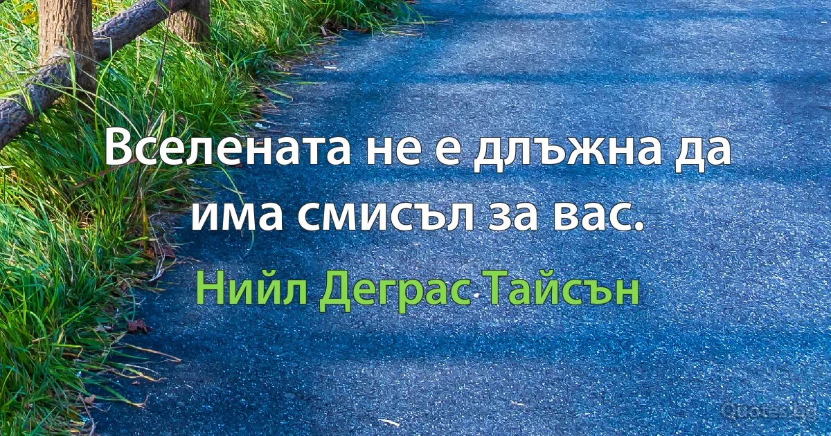 Вселената не е длъжна да има смисъл за вас. (Нийл Деграс Тайсън)