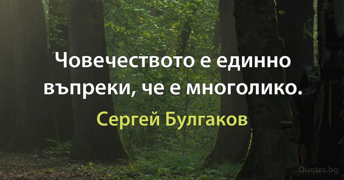 Човечеството е единно въпреки, че е многолико. (Сергей Булгаков)