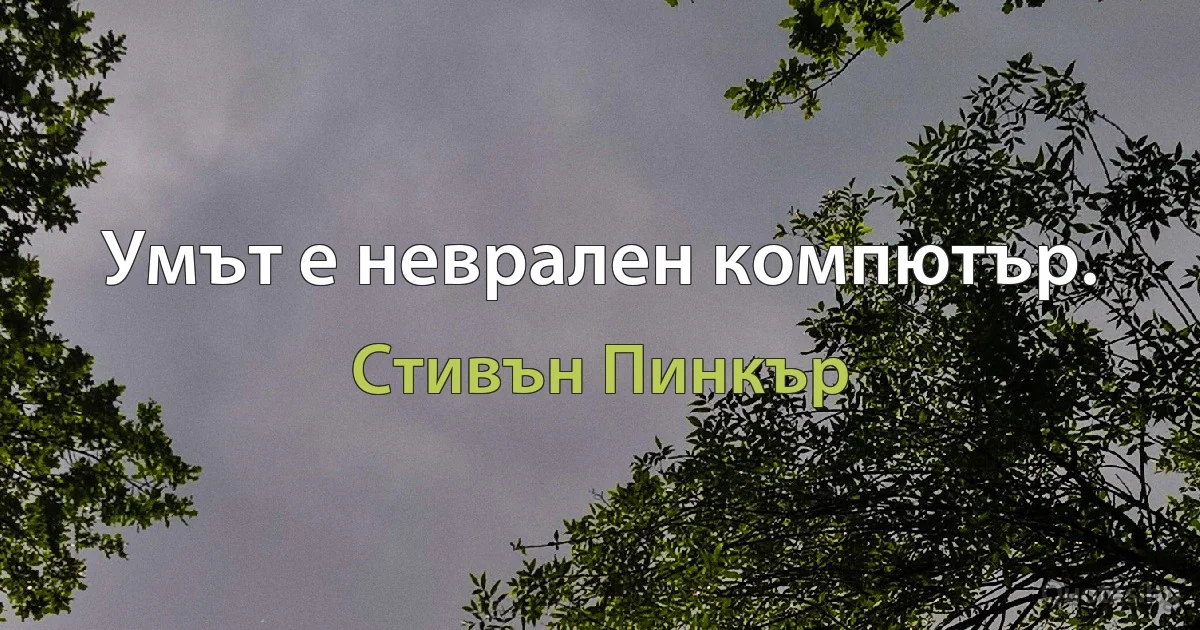 Умът е неврален компютър. (Стивън Пинкър)