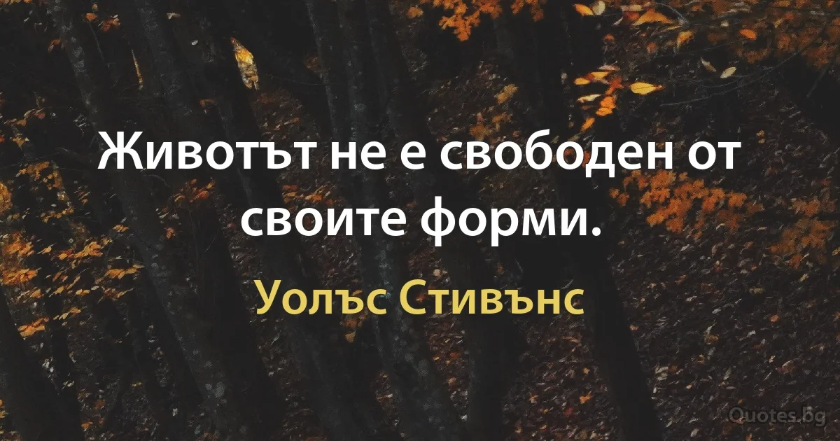 Животът не е свободен от своите форми. (Уолъс Стивънс)