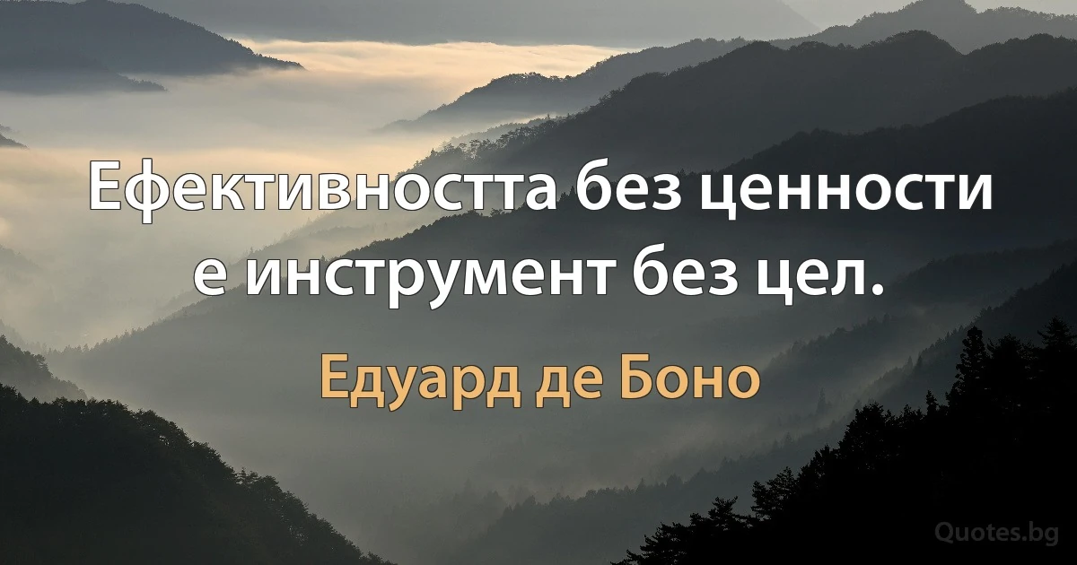 Ефективността без ценности е инструмент без цел. (Едуард де Боно)