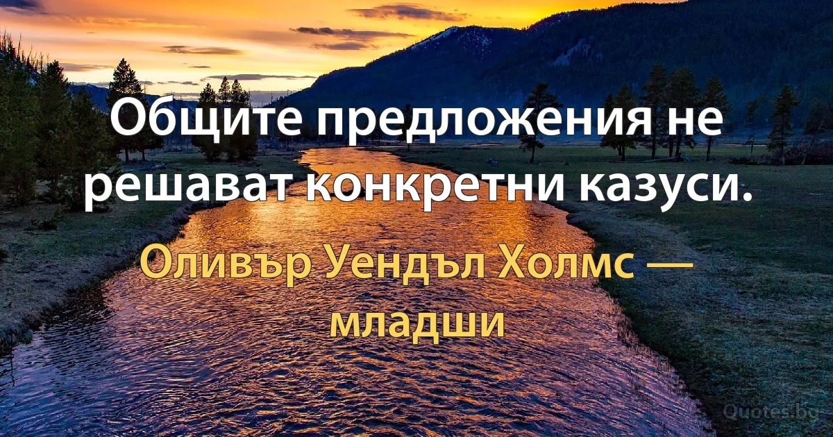 Общите предложения не решават конкретни казуси. (Оливър Уендъл Холмс — младши)