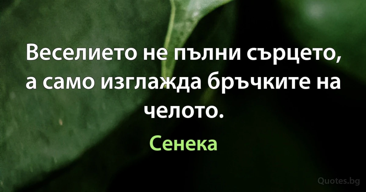 Веселието не пълни сърцето, а само изглажда бръчките на челото. (Сенека)