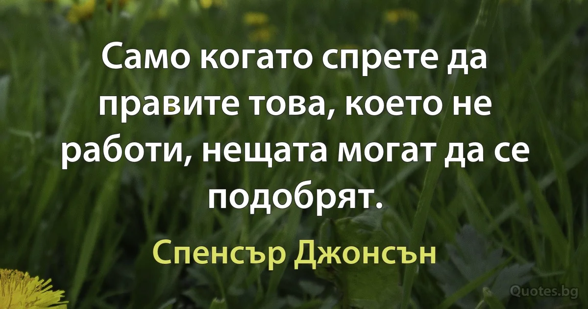 Само когато спрете да правите това, което не работи, нещата могат да се подобрят. (Спенсър Джонсън)