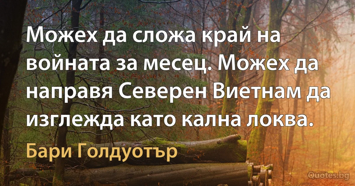 Можех да сложа край на войната за месец. Можех да направя Северен Виетнам да изглежда като кална локва. (Бари Голдуотър)