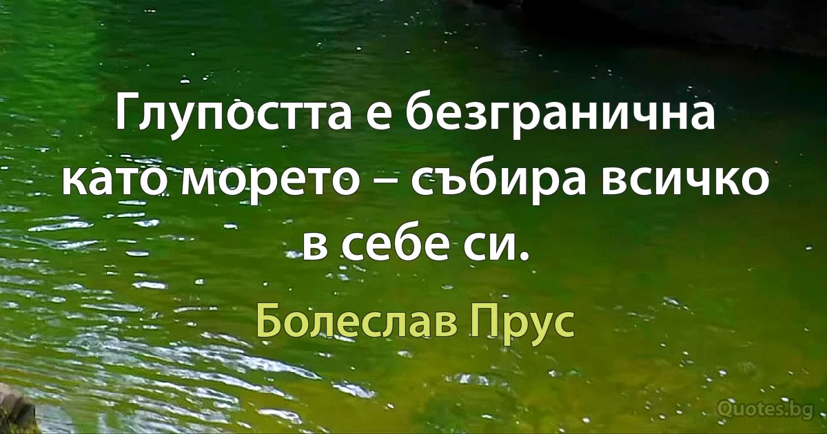 Глупостта е безгранична като морето – събира всичко в себе си. (Болеслав Прус)