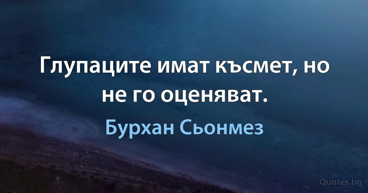 Глупаците имат късмет, но не го оценяват. (Бурхан Сьонмез)