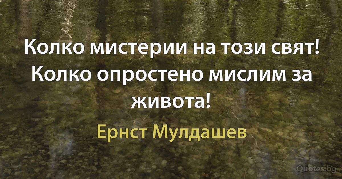 Колко мистерии на този свят! Колко опростено мислим за живота! (Ернст Мулдашев)