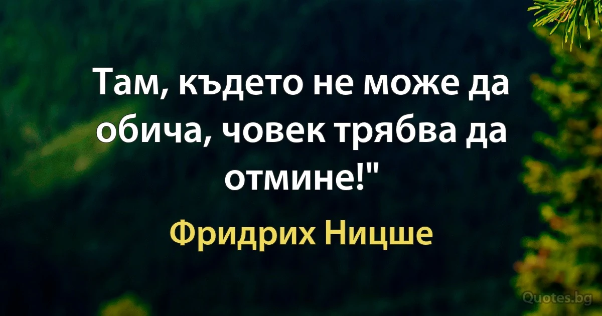 Там, където не може да обича, човек трябва да отмине!" (Фридрих Ницше)