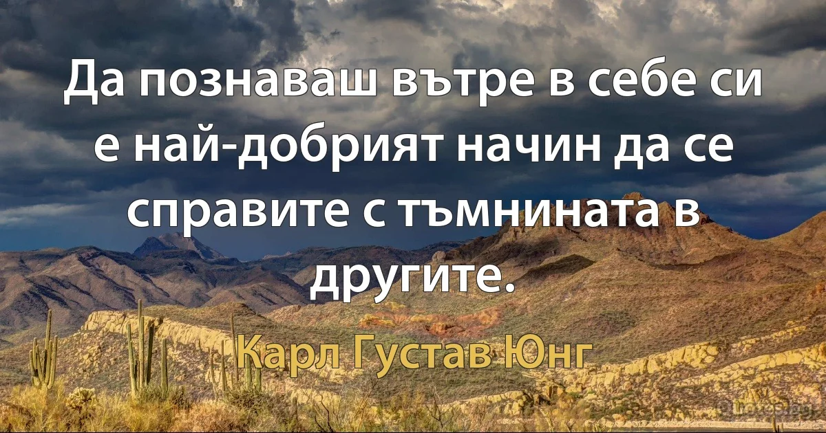 Да познаваш вътре в себе си е най-добрият начин да се справите с тъмнината в другите. (Карл Густав Юнг)