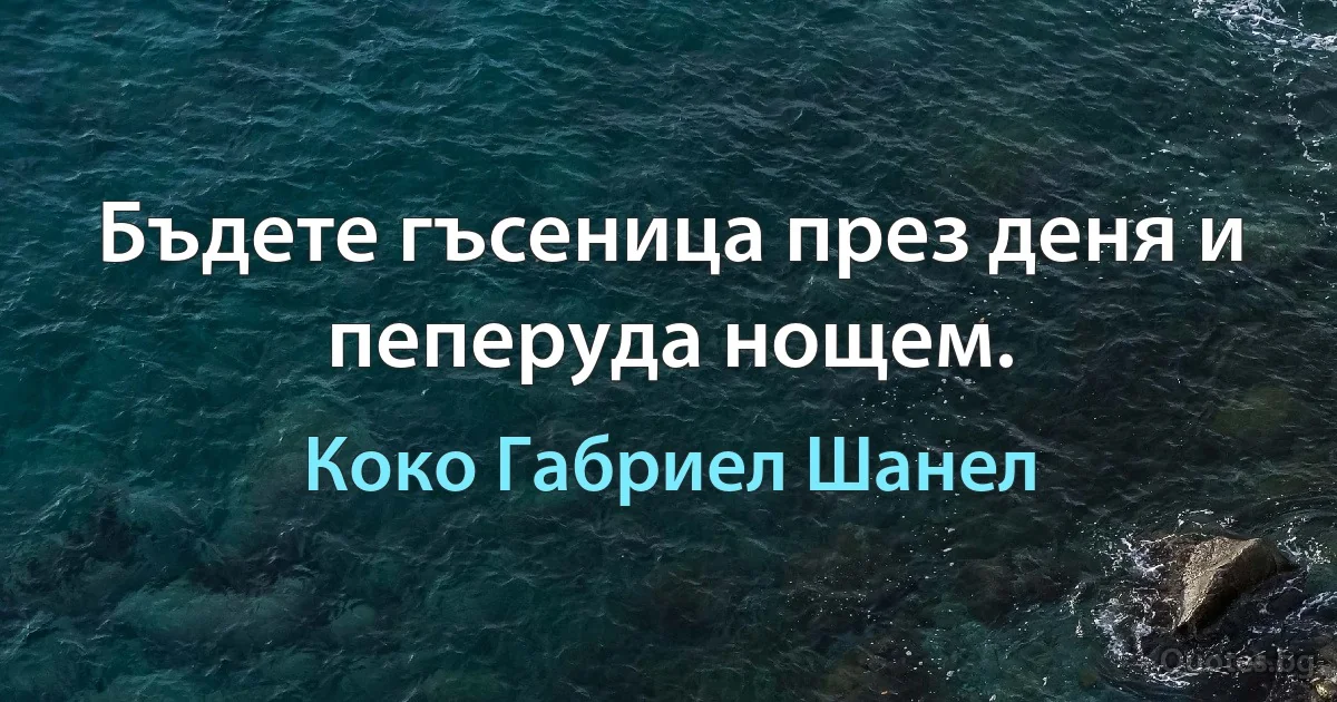 Бъдете гъсеница през деня и пеперуда нощем. (Коко Габриел Шанел)