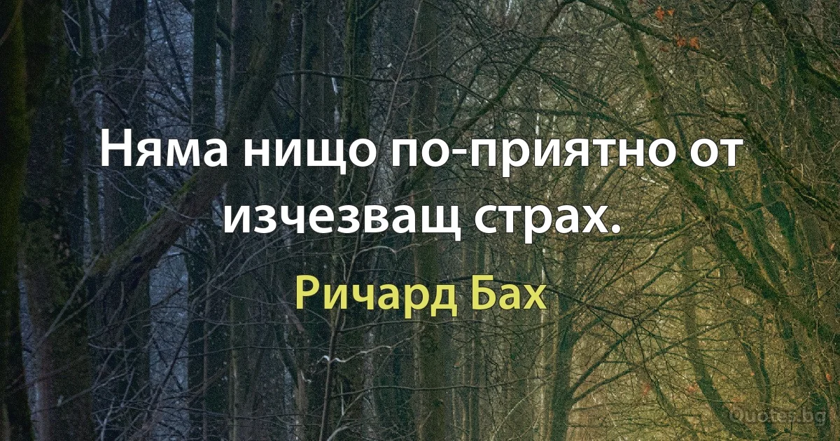 Няма нищо по-приятно от изчезващ страх. (Ричард Бах)