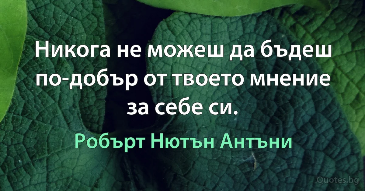 Никога не можеш да бъдеш по-добър от твоето мнение за себе си. (Робърт Нютън Антъни)