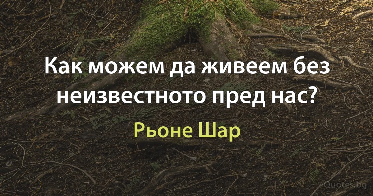 Как можем да живеем без неизвестното пред нас? (Рьоне Шар)