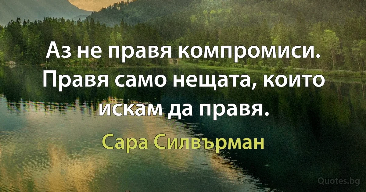 Аз не правя компромиси. Правя само нещата, които искам да правя. (Сара Силвърман)