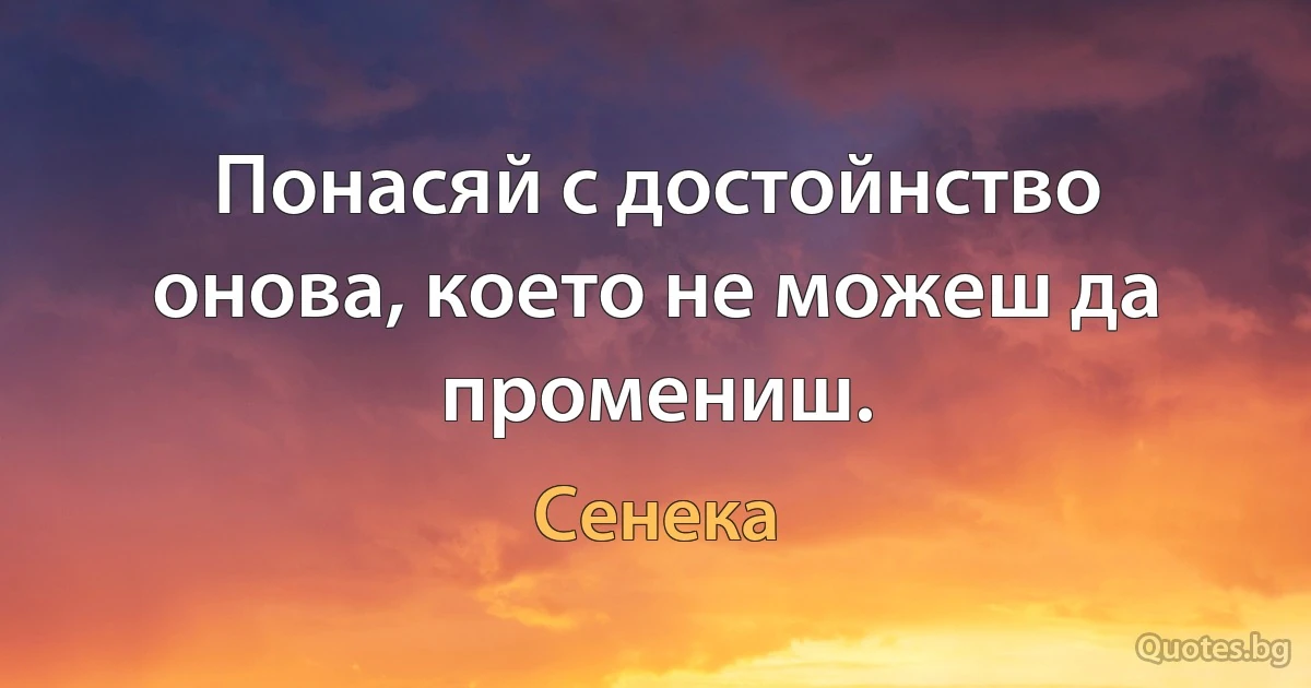 Понасяй с достойнство онова, което не можеш да промениш. (Сенека)