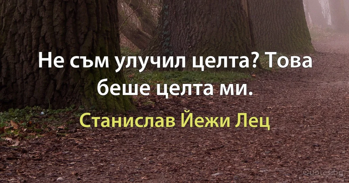 Не съм улучил целта? Това беше целта ми. (Станислав Йежи Лец)