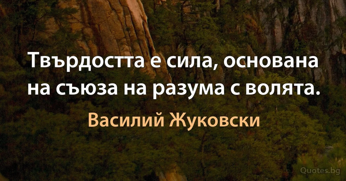 Твърдостта е сила, основана на съюза на разума с волята. (Василий Жуковски)