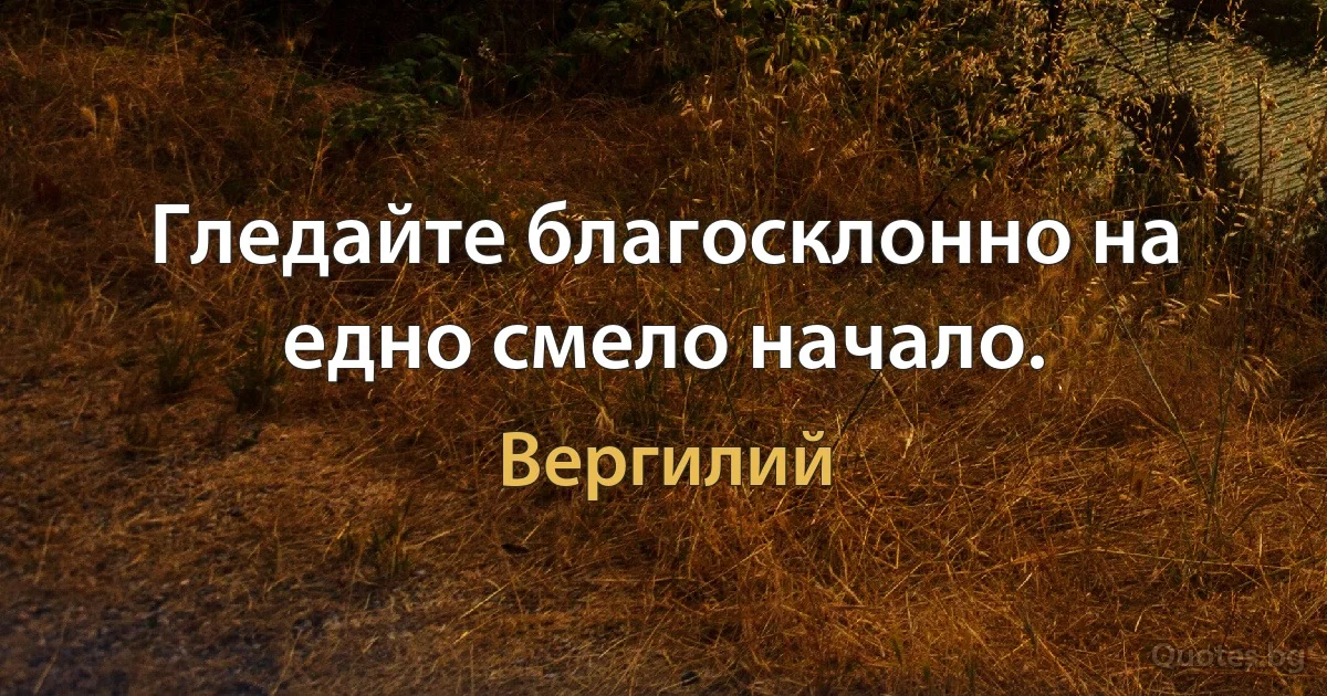 Гледайте благосклонно на едно смело начало. (Вергилий)