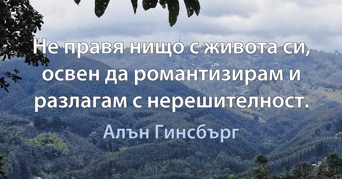 Не правя нищо с живота си, освен да романтизирам и разлагам с нерешителност. (Алън Гинсбърг)