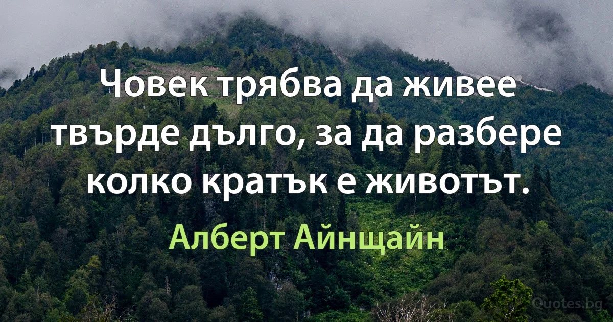 Човек трябва да живее твърде дълго, за да разбере колко кратък е животът. (Алберт Айнщайн)