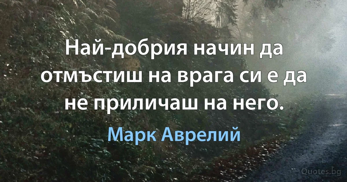 Най-добрия начин да отмъстиш на врага си е да не приличаш на него. (Марк Аврелий)