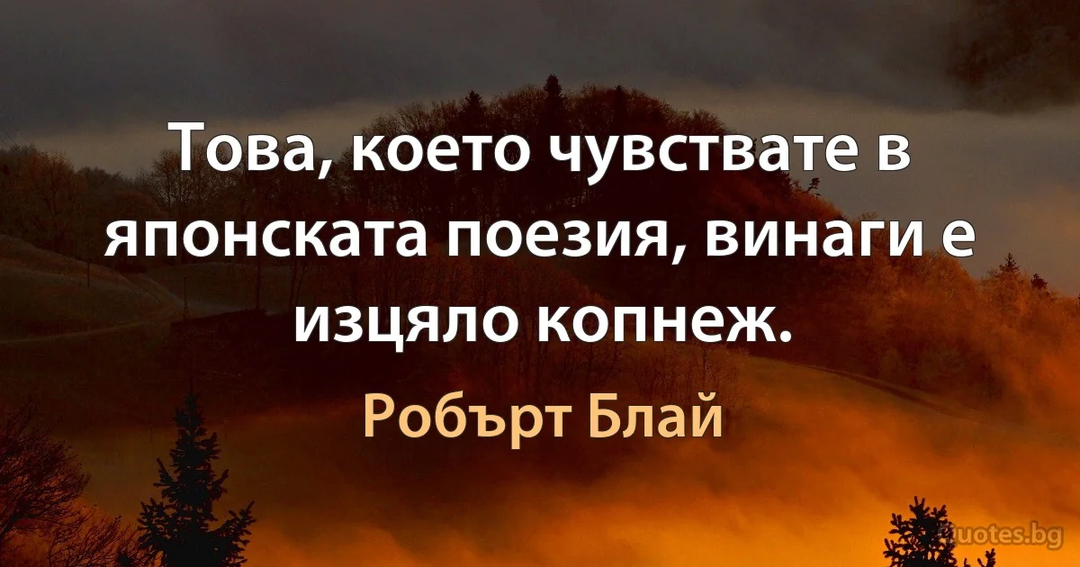 Това, което чувствате в японската поезия, винаги е изцяло копнеж. (Робърт Блай)