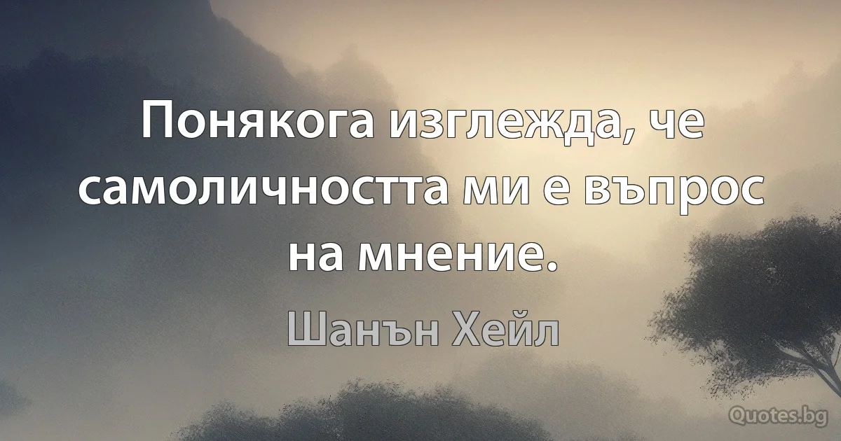 Понякога изглежда, че самоличността ми е въпрос на мнение. (Шанън Хейл)