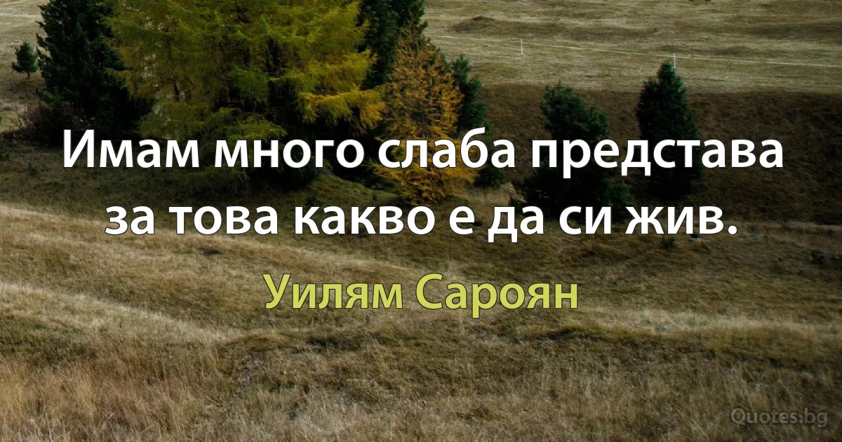 Имам много слаба представа за това какво е да си жив. (Уилям Сароян)