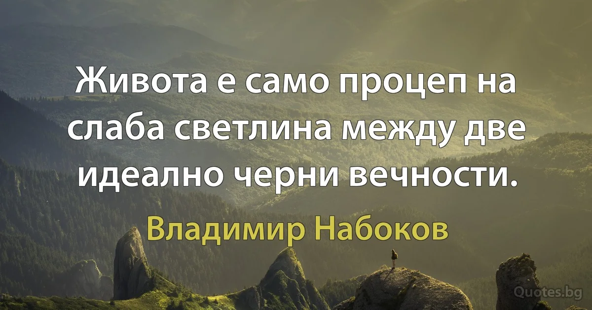 Живота е само процеп на слаба светлина между две идеално черни вечности. (Владимир Набоков)