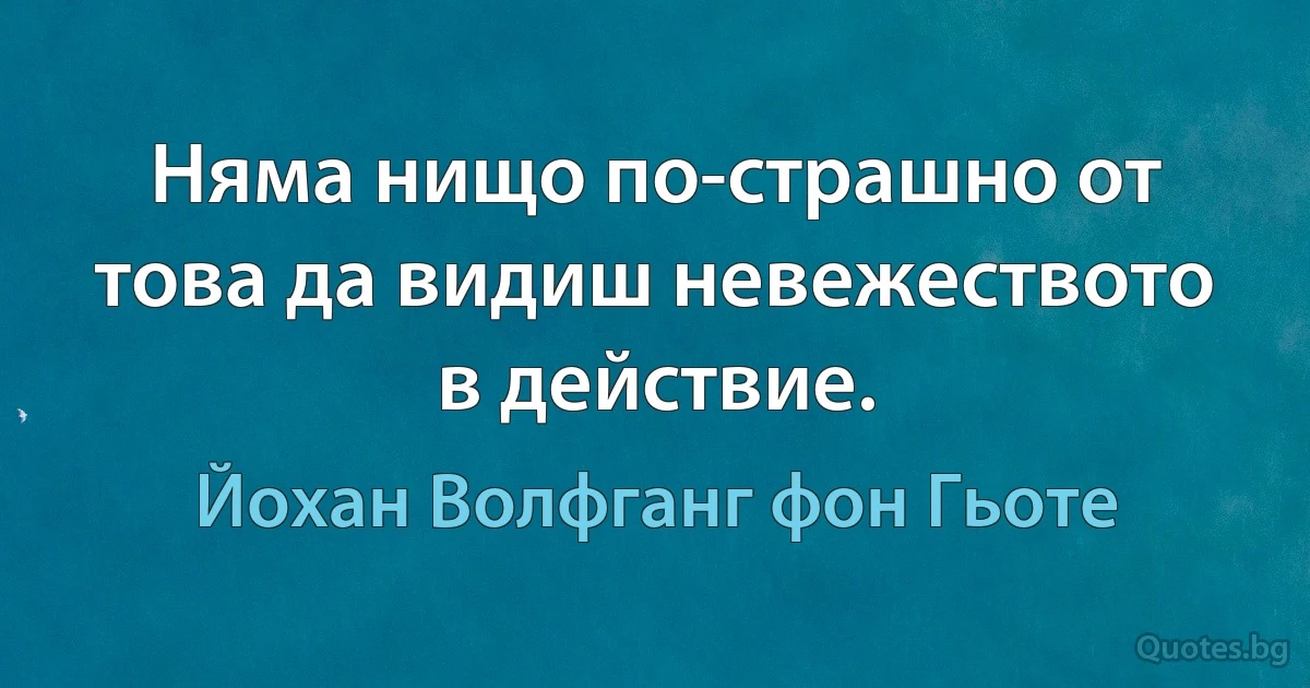 Няма нищо по-страшно от това да видиш невежеството в действие. (Йохан Волфганг фон Гьоте)