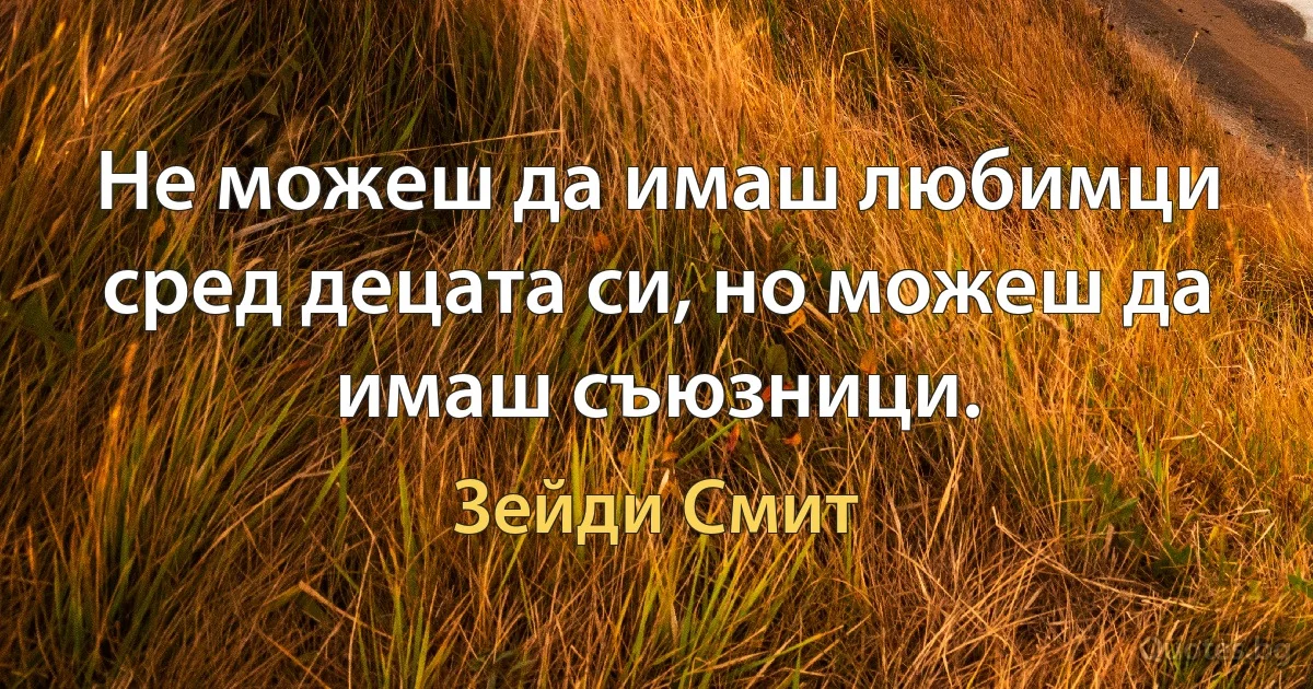 Не можеш да имаш любимци сред децата си, но можеш да имаш съюзници. (Зейди Смит)