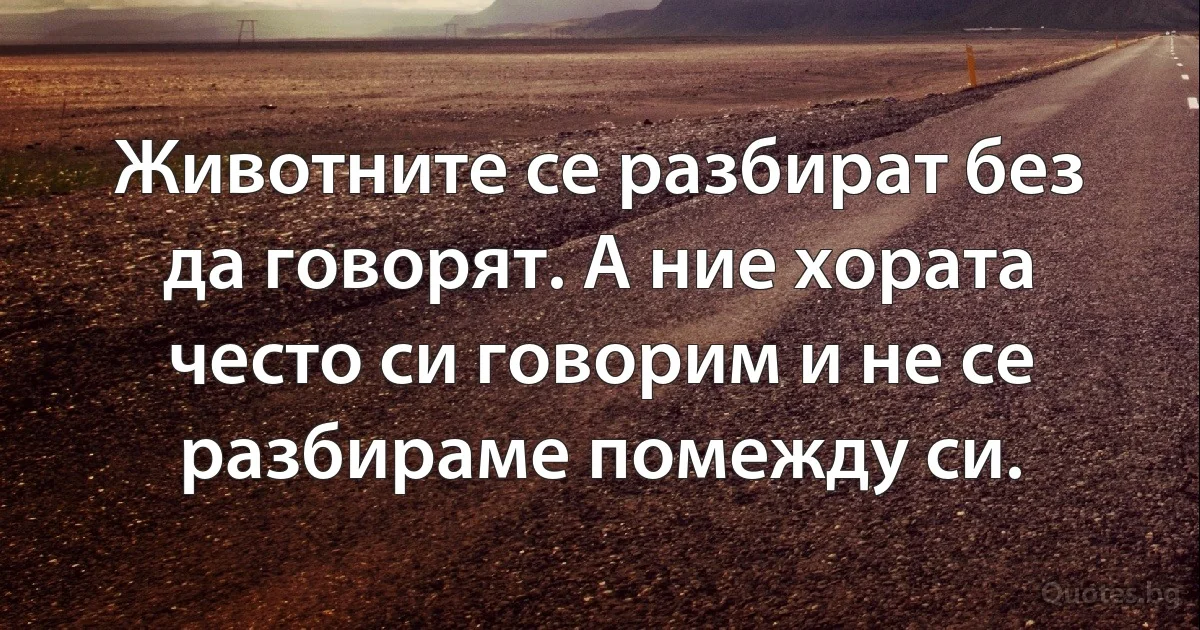 Животните се разбират без да говорят. А ние хората често си говорим и не се разбираме помежду си. (INZ BG)