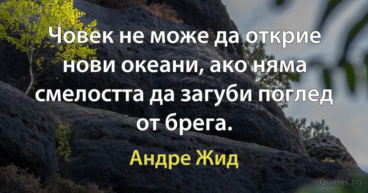 Човек не може да открие нови океани, ако няма смелостта да загуби поглед от брега. (Андре Жид)