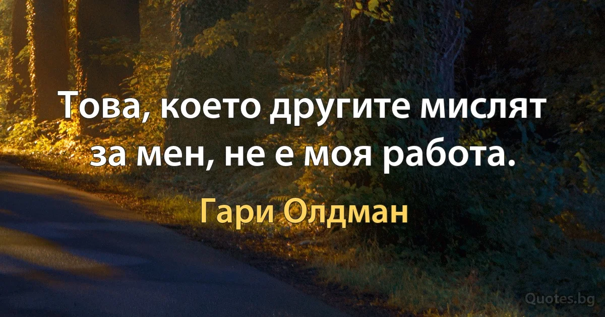 Това, което другите мислят за мен, не е моя работа. (Гари Олдман)