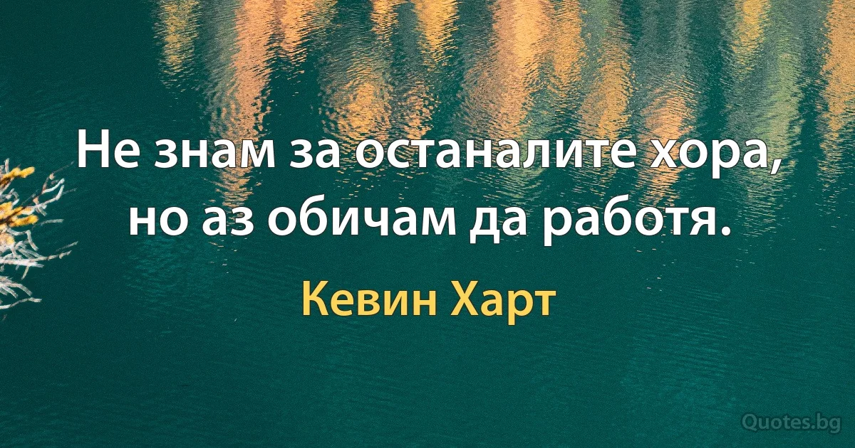 Не знам за останалите хора, но аз обичам да работя. (Кевин Харт)