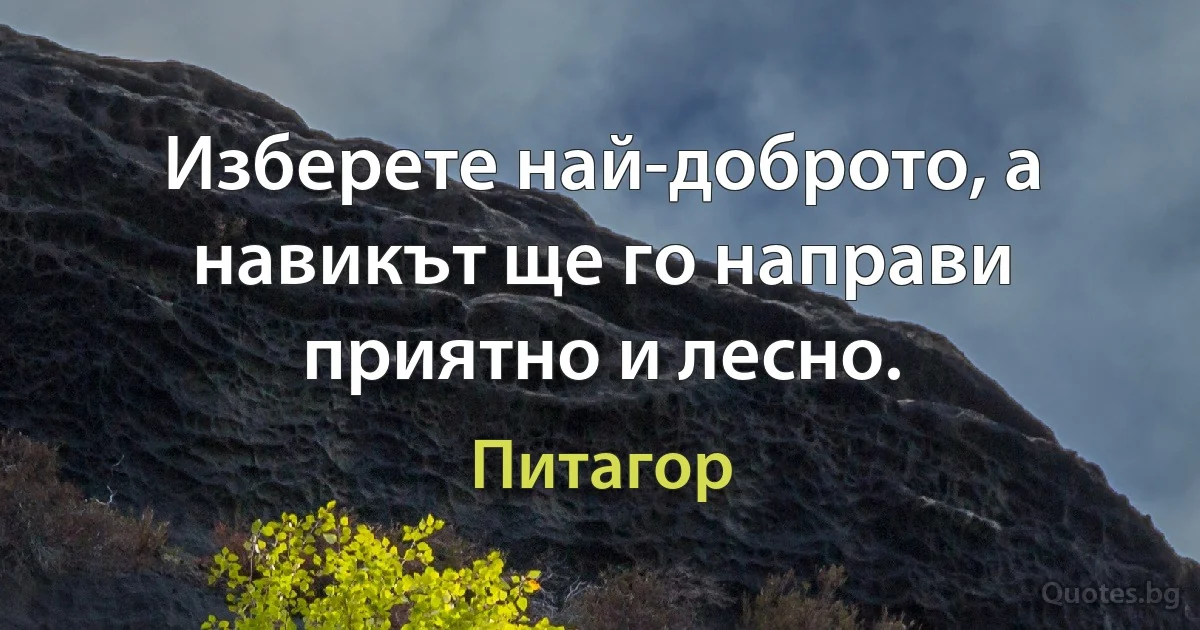 Изберете най-доброто, а навикът ще го направи приятно и лесно. (Питагор)