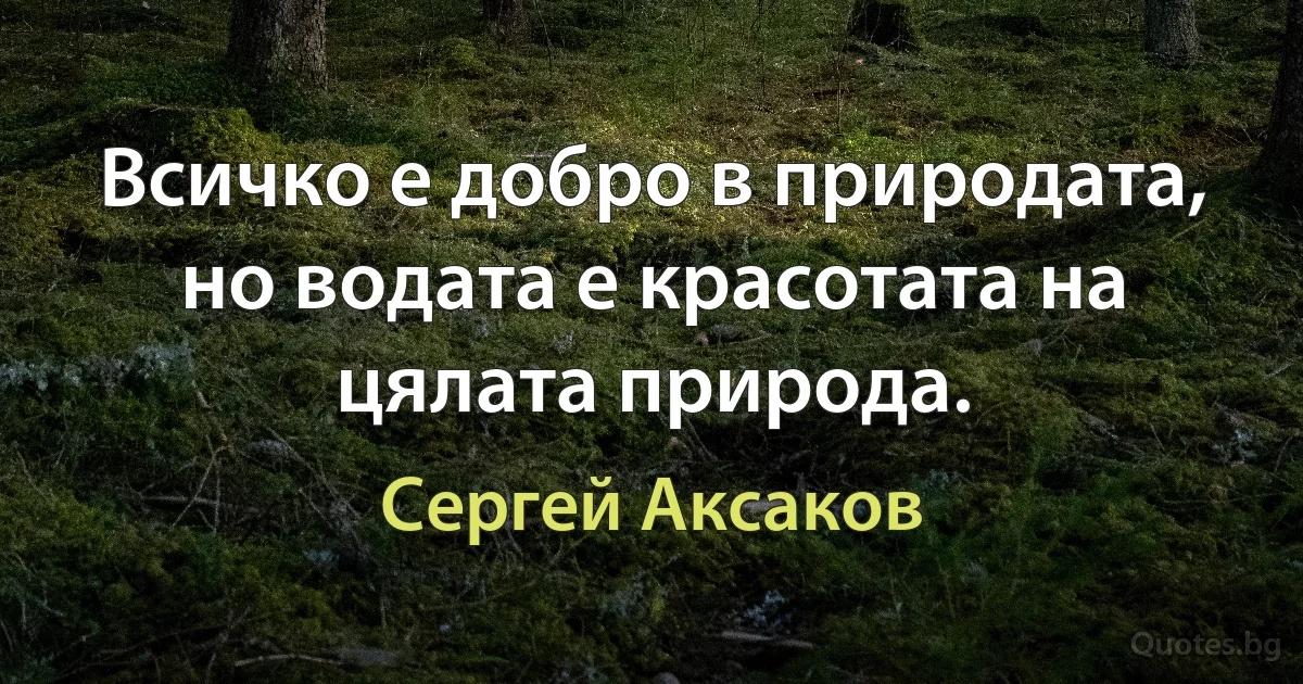 Всичко е добро в природата, но водата е красотата на цялата природа. (Сергей Аксаков)