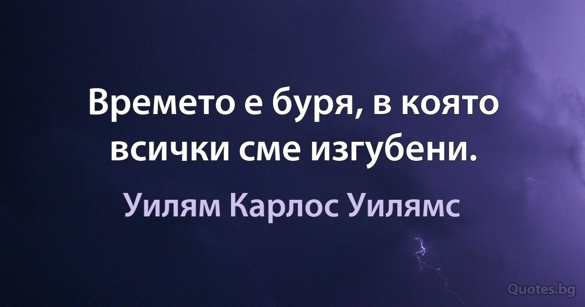 Времето е буря, в която всички сме изгубени. (Уилям Карлос Уилямс)